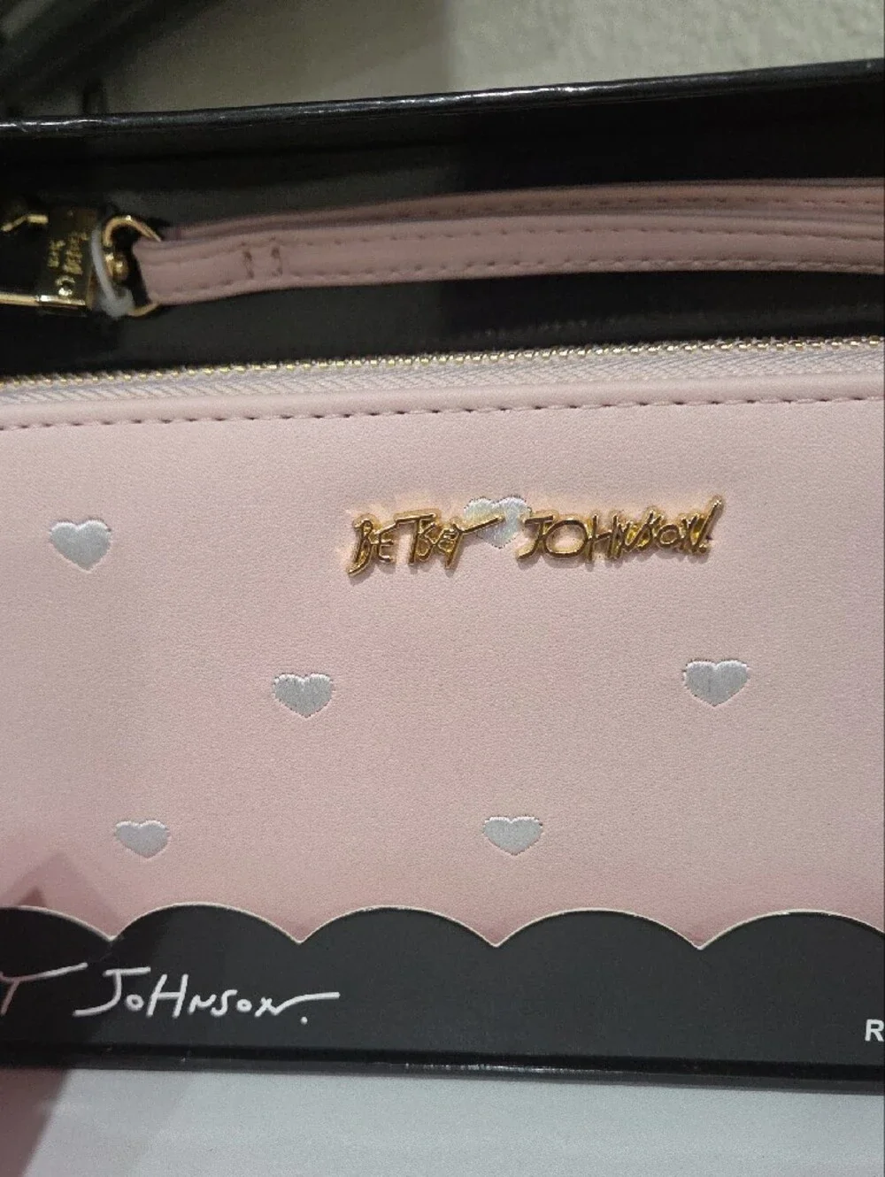 Betsey Johnson Pink Heart Zip-Around Wallet with Removable Wristlet